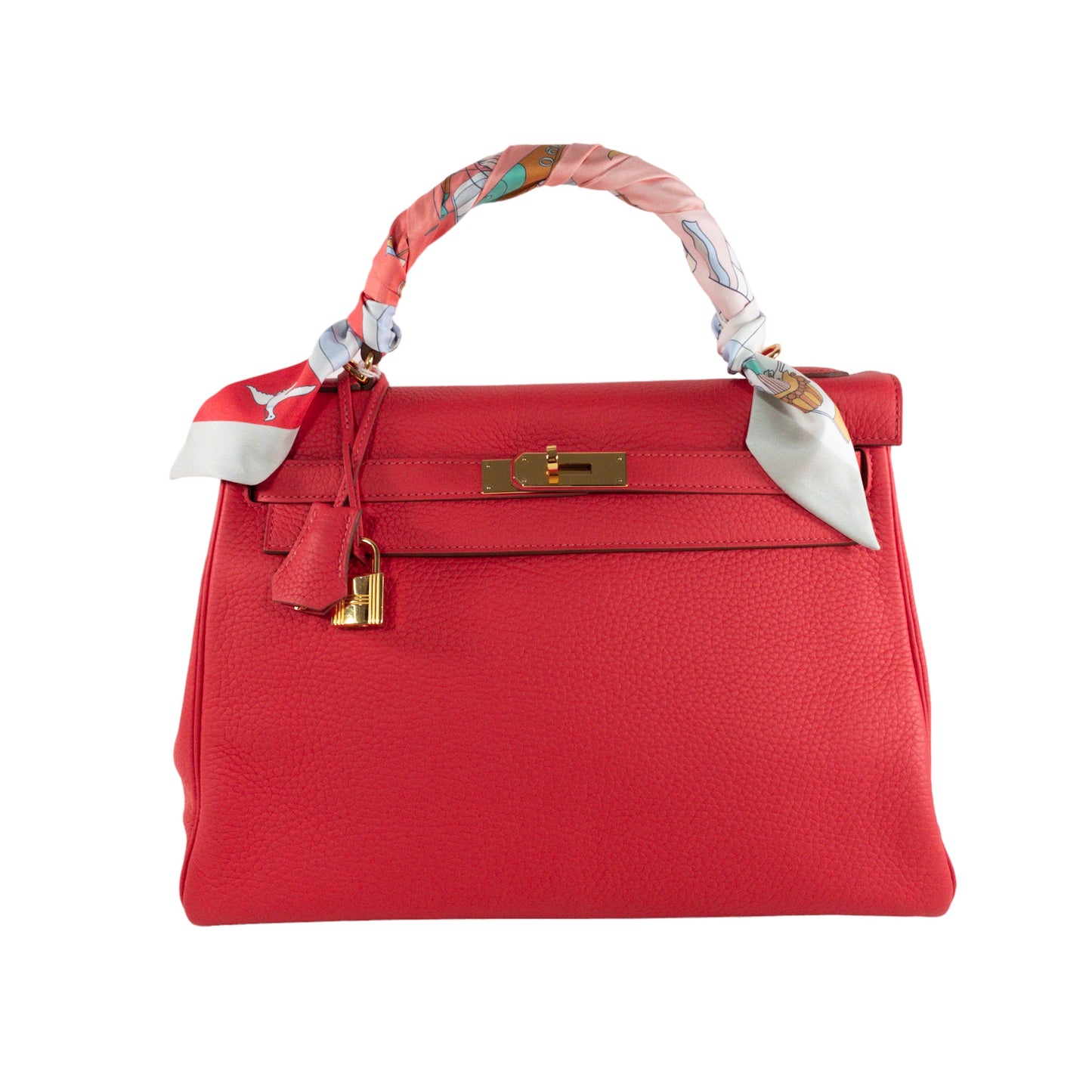Hermes Kelly 32cm Rouge Pivoine Clemence GHW