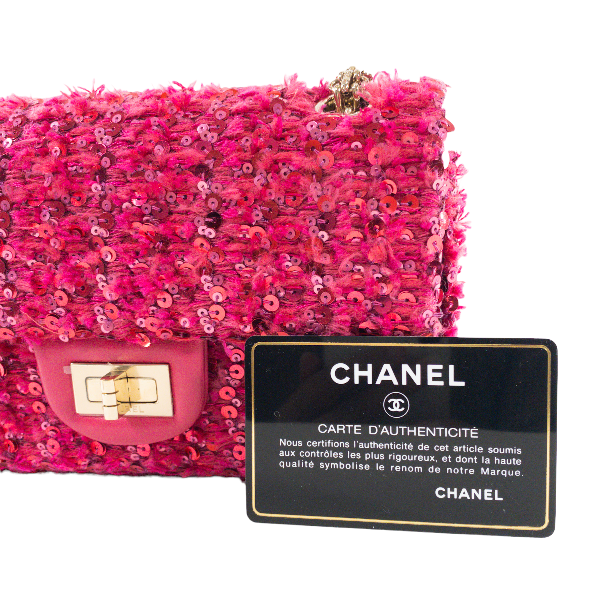 Chanel Pink Tweed Reissue 224 with Sequins