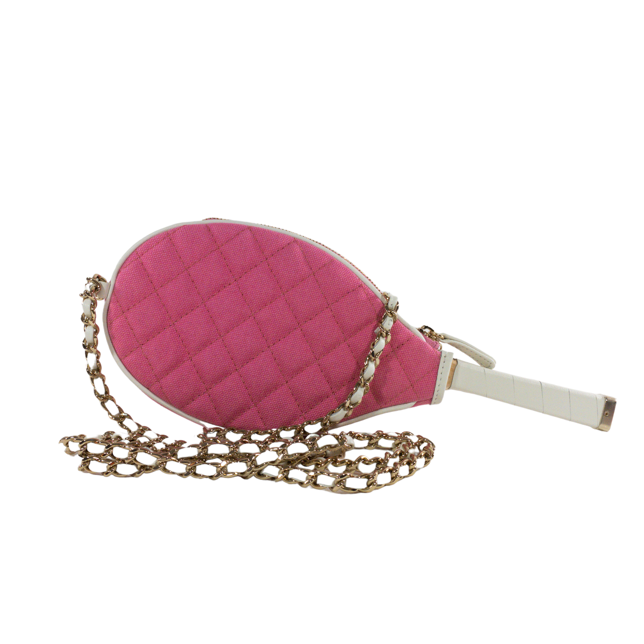 Chanel 23C Pink Quilted Tennis Racket Mirror *Collector's Piece