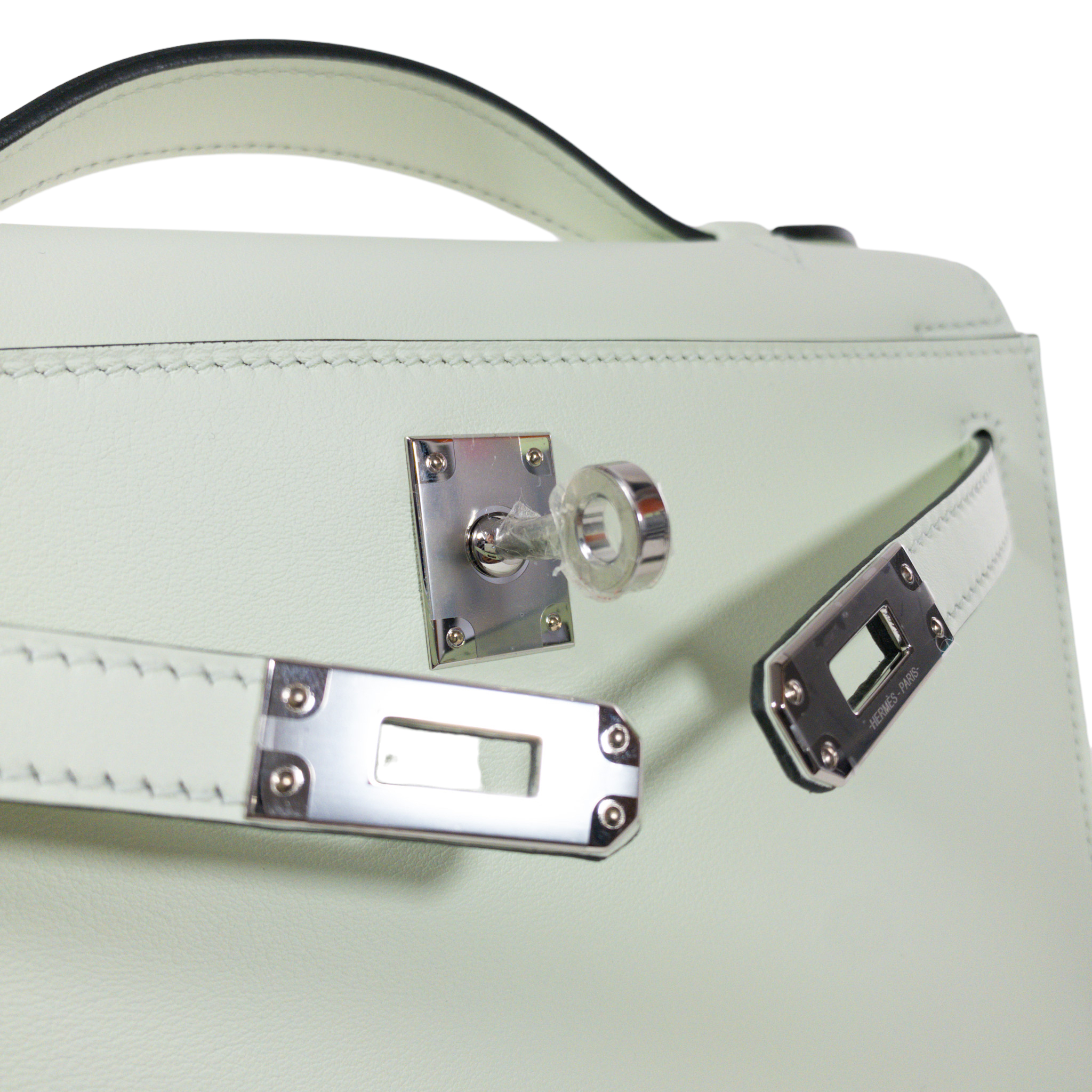 Hermes Vert Vertigo Evercolor Palladium Hardware Kelly Mini Pochette Bag