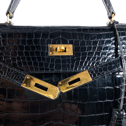 Hermes Vintage Crocodile Black Kelly 35cm GHW