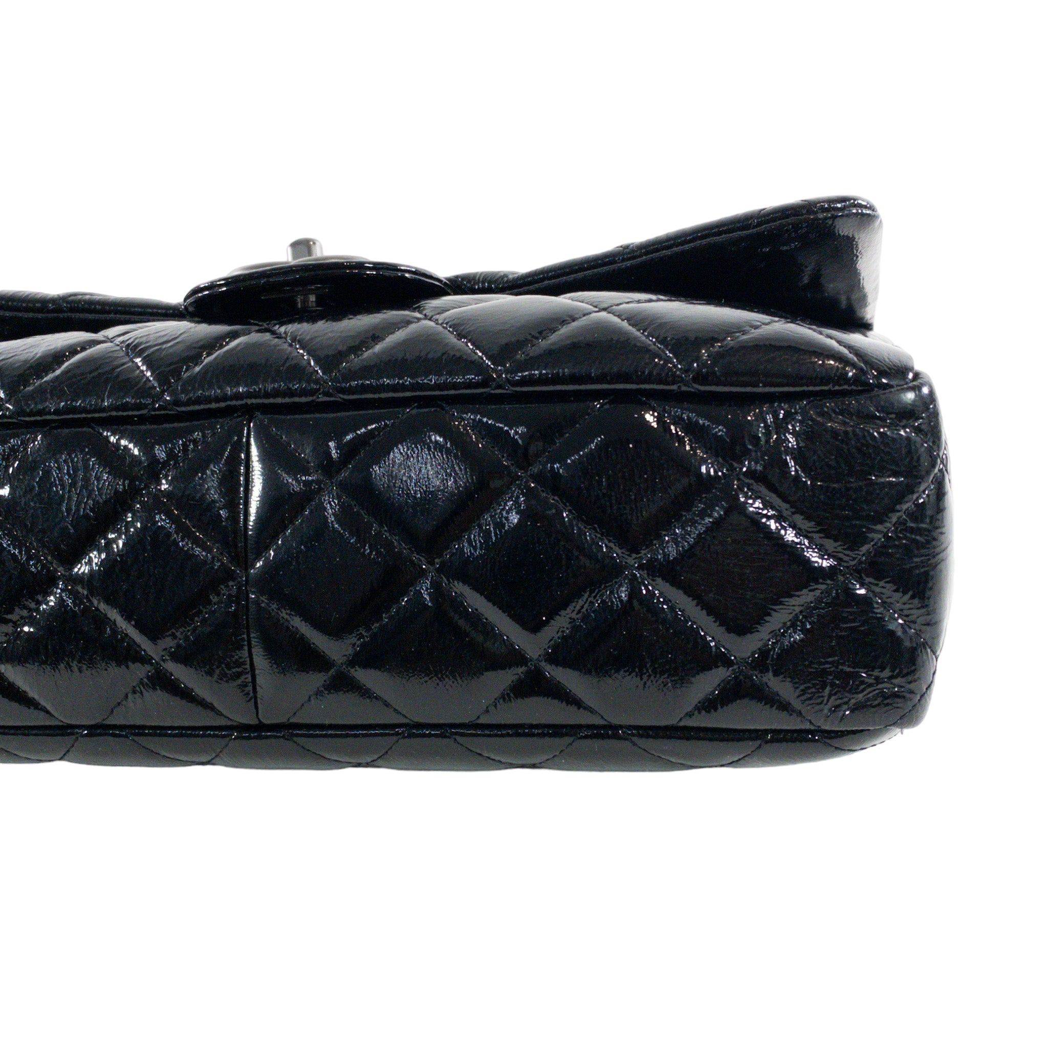 Chanel Black Glazed Single Flap Jumbo RHW