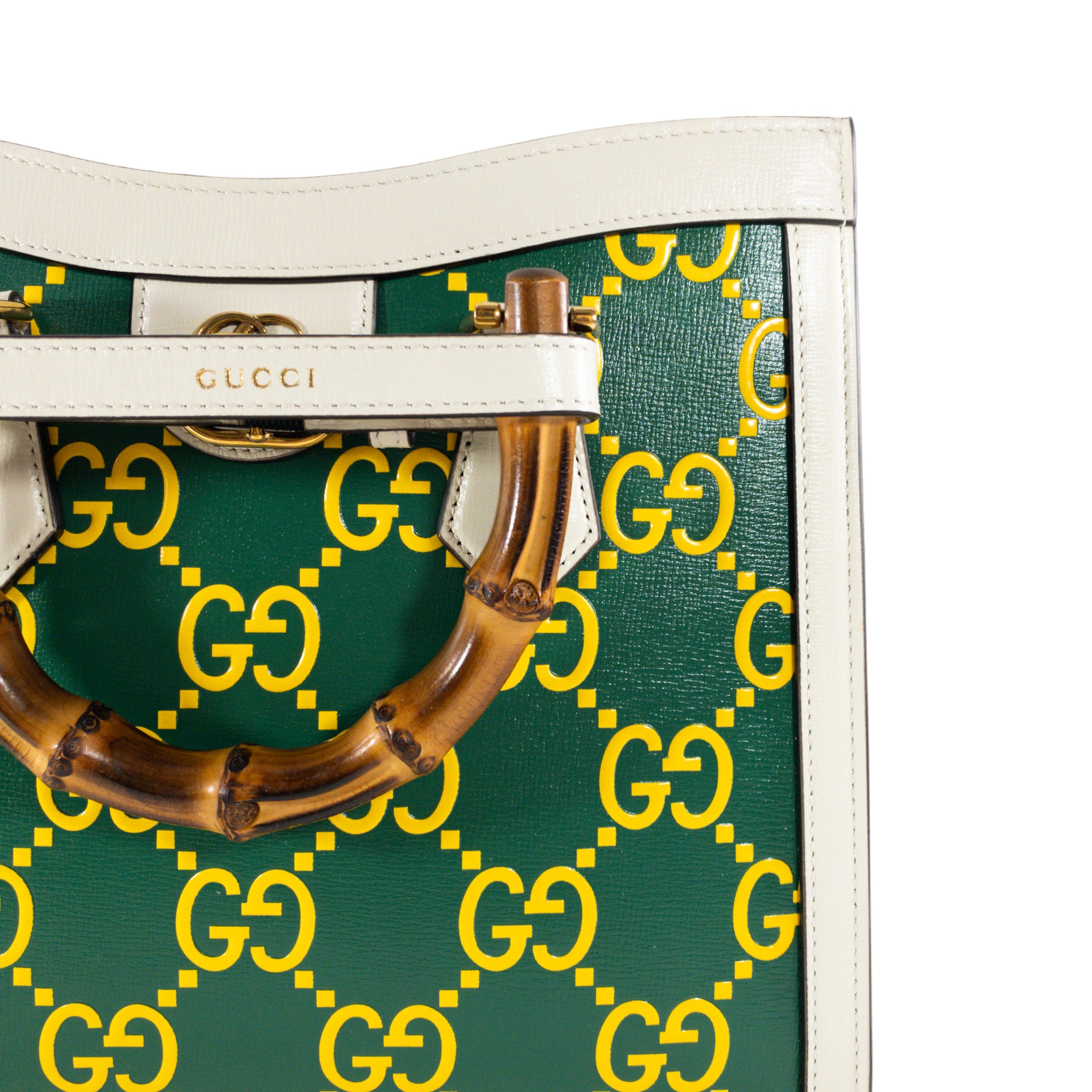 Gucci Green/White Leather Small Diana Bag