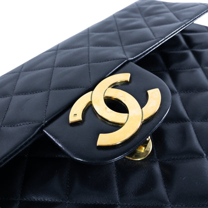 Chanel Vintage Black Lambskin Maxi Single Flap Classic