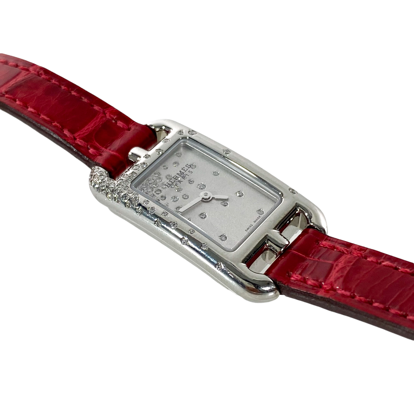 Hermes Braise Alligator Watch w DIamonds