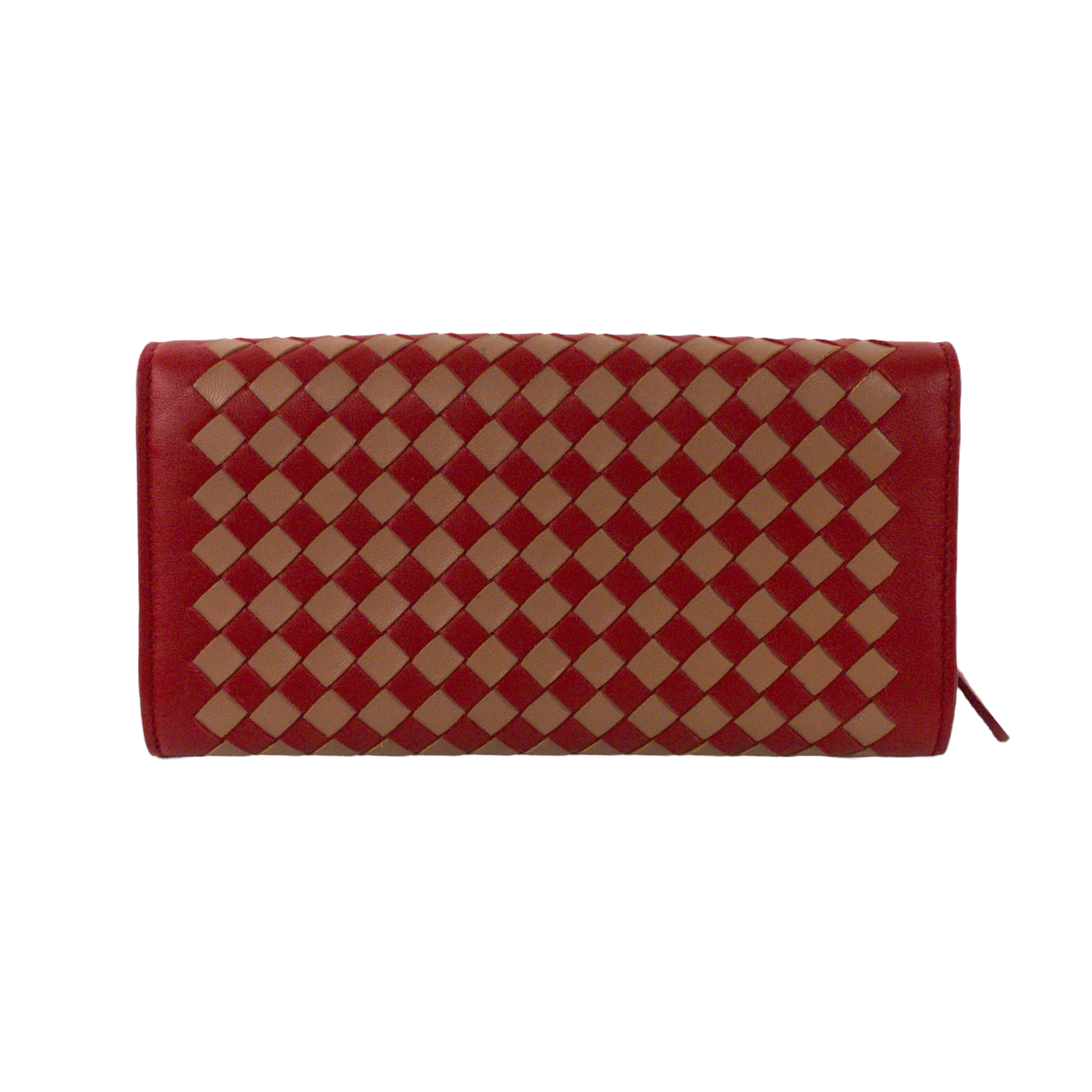 Bottega Veneta Red/Tan Intrecciato Wallet