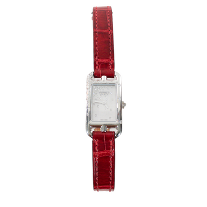 Hermes Braise Alligator Watch w DIamonds
