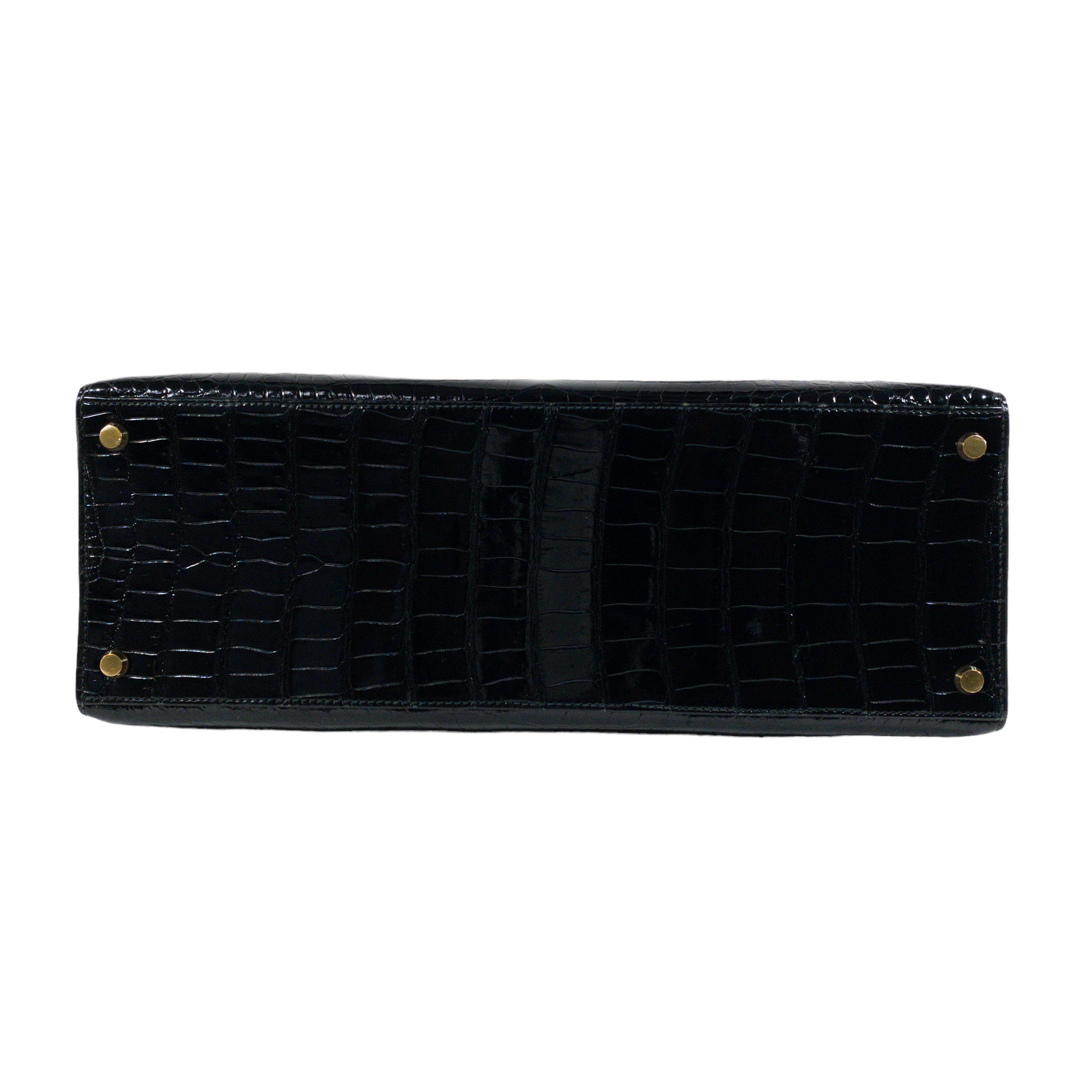 Hermes Vintage Crocodile Black Kelly 35cm GHW