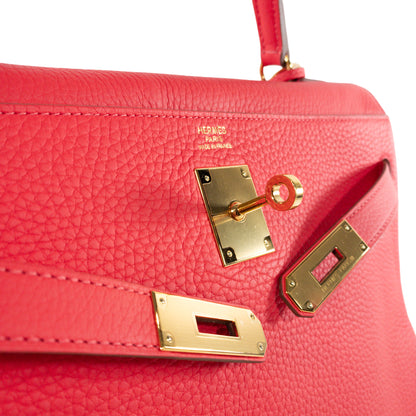 Hermes Kelly 32cm Rouge Pivoine Clemence GHW