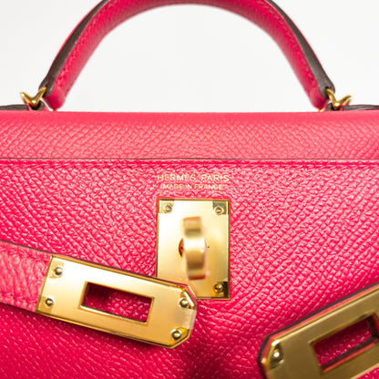 Hermes Kelly 20 Rose Extreme Epsom GHW
