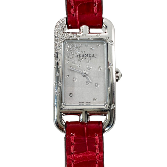 Hermes Braise Alligator Watch w DIamonds