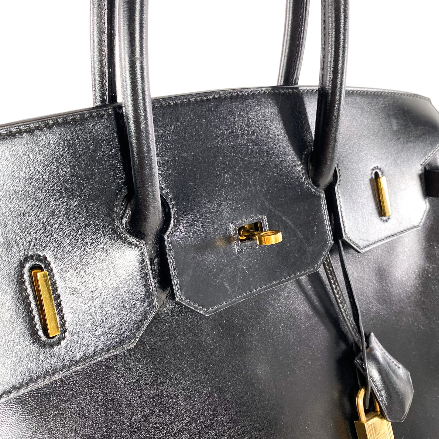 Hermes Vintage Black Birkin 35 Box Leather GHW