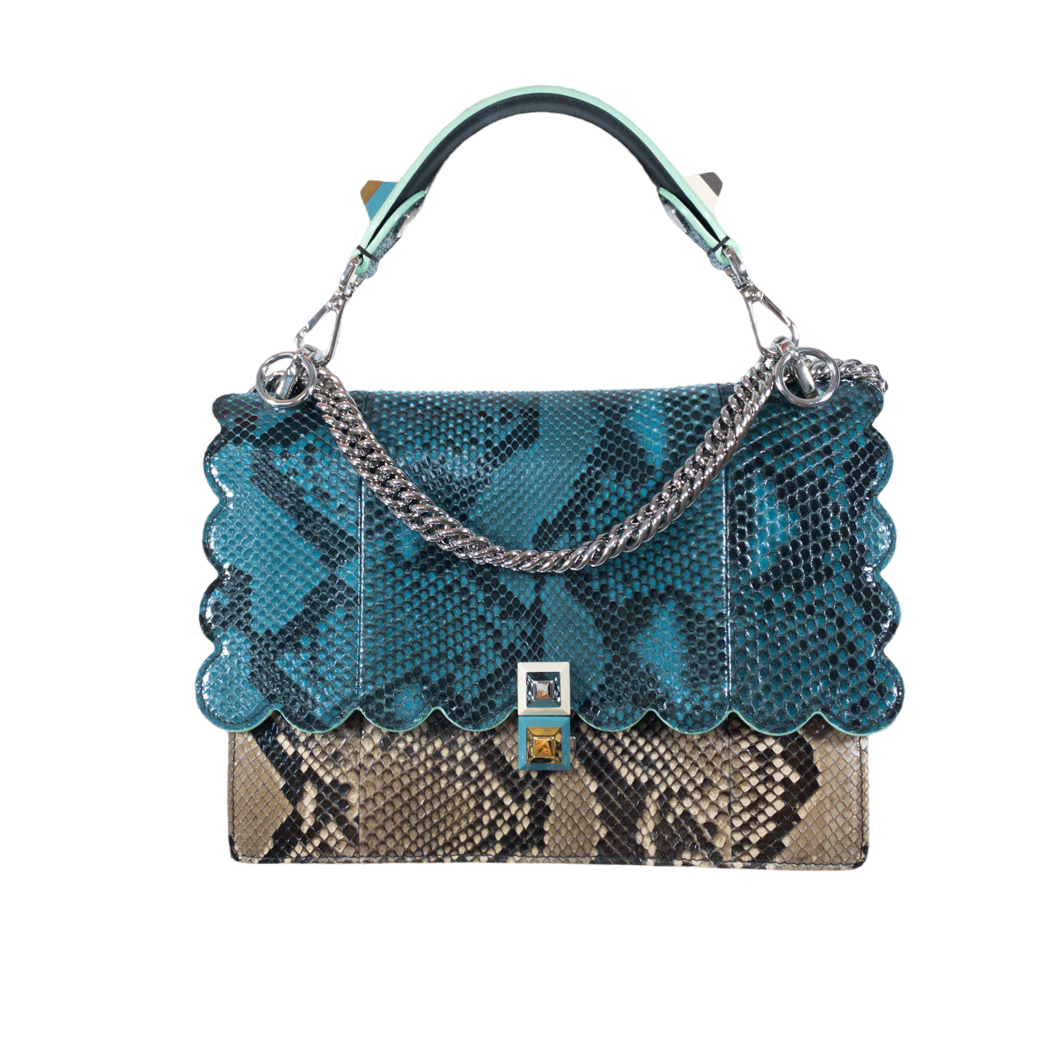 Fendi Python Scalloped Kan I Flap Bag