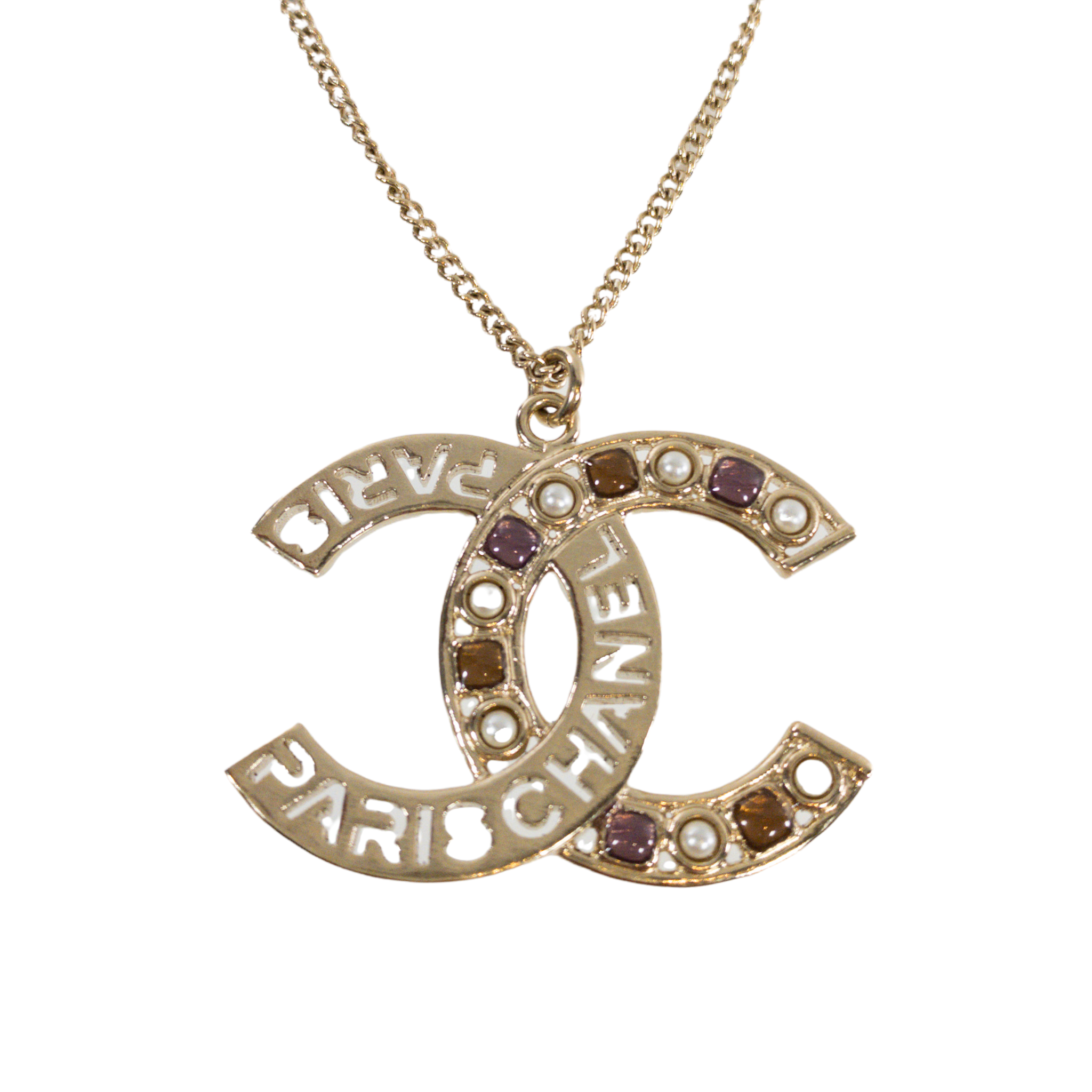 Vintage Chanel Gold CC Faux Crystal Pendant Necklace – Madison Avenue  Couture