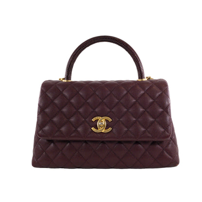 Chanel Medium Lizard Handle Coco Handle Burgundy Caviar GHW