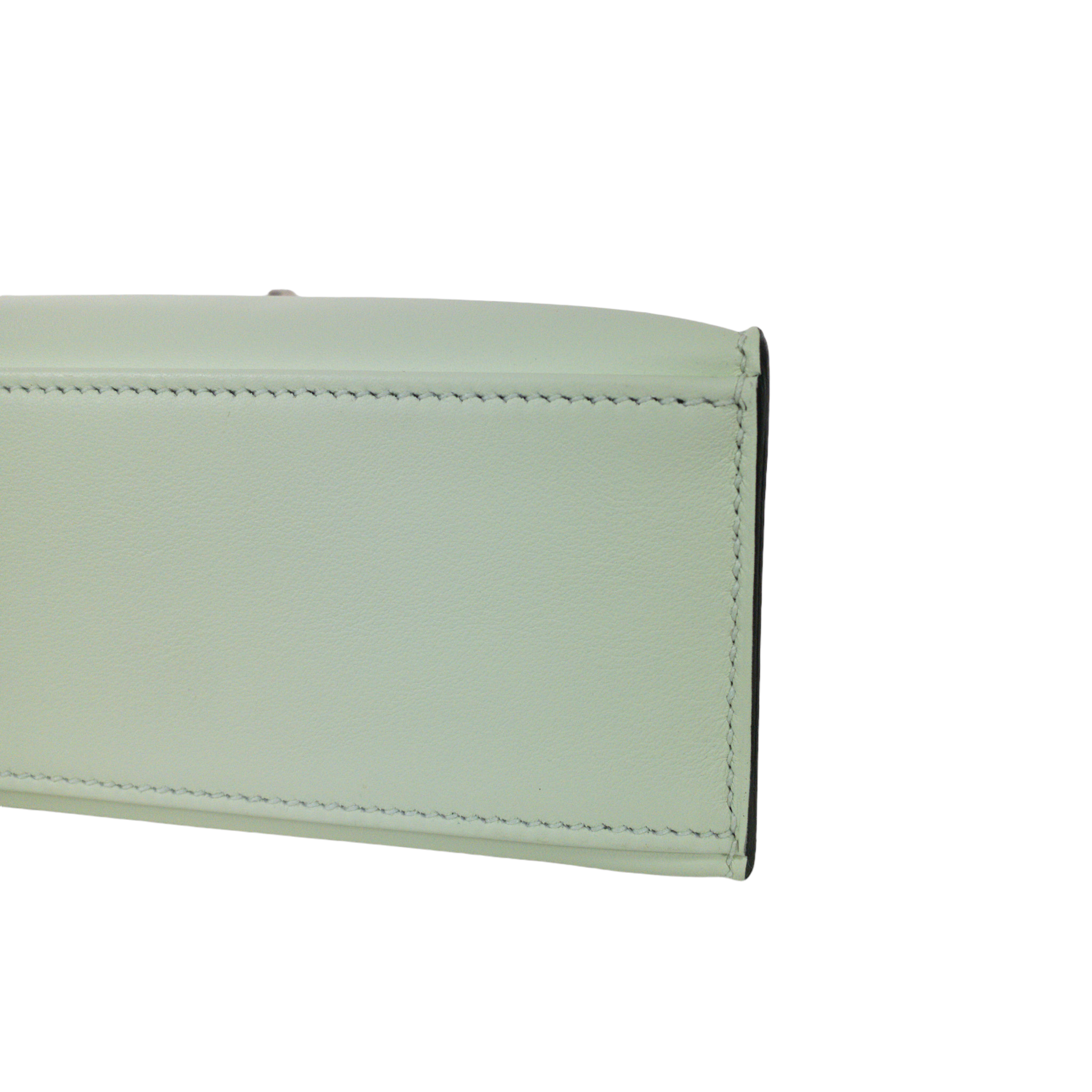 NEW HERMES KELLY POCHETTE VERT FRIZZ SWIFT PALLADIUM HARDWARE B STAMP