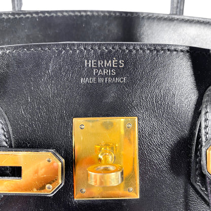Hermes Vintage Black Birkin 35 Box Leather GHW