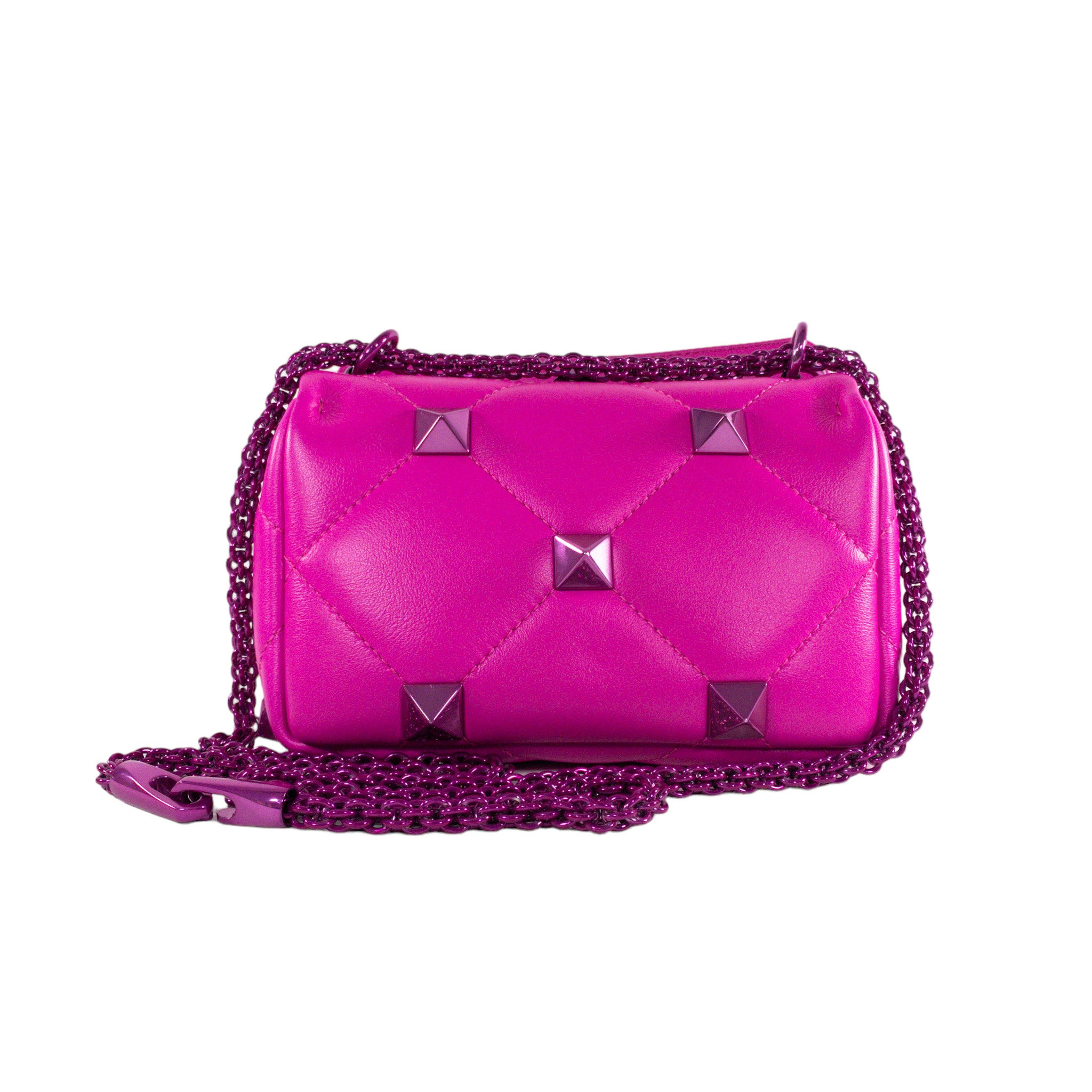 Valentino Fluo Pink Small Roman Stud Flap Bag