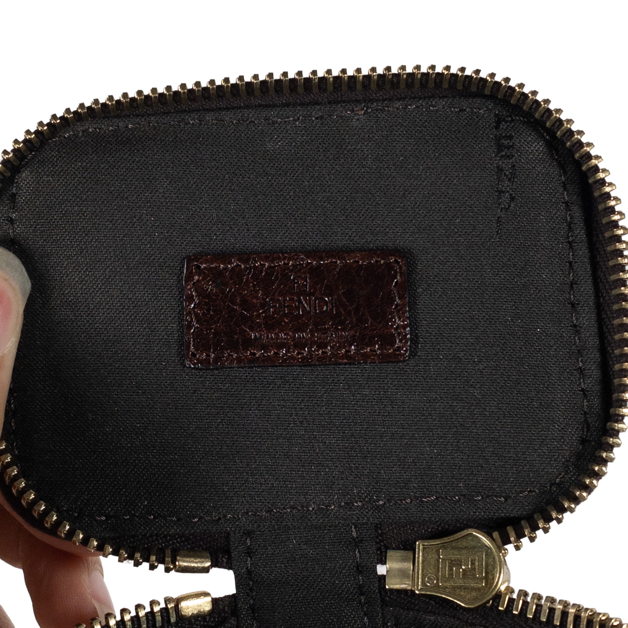 Fendi Shearling Zucca Mini Travel Jewelry Case