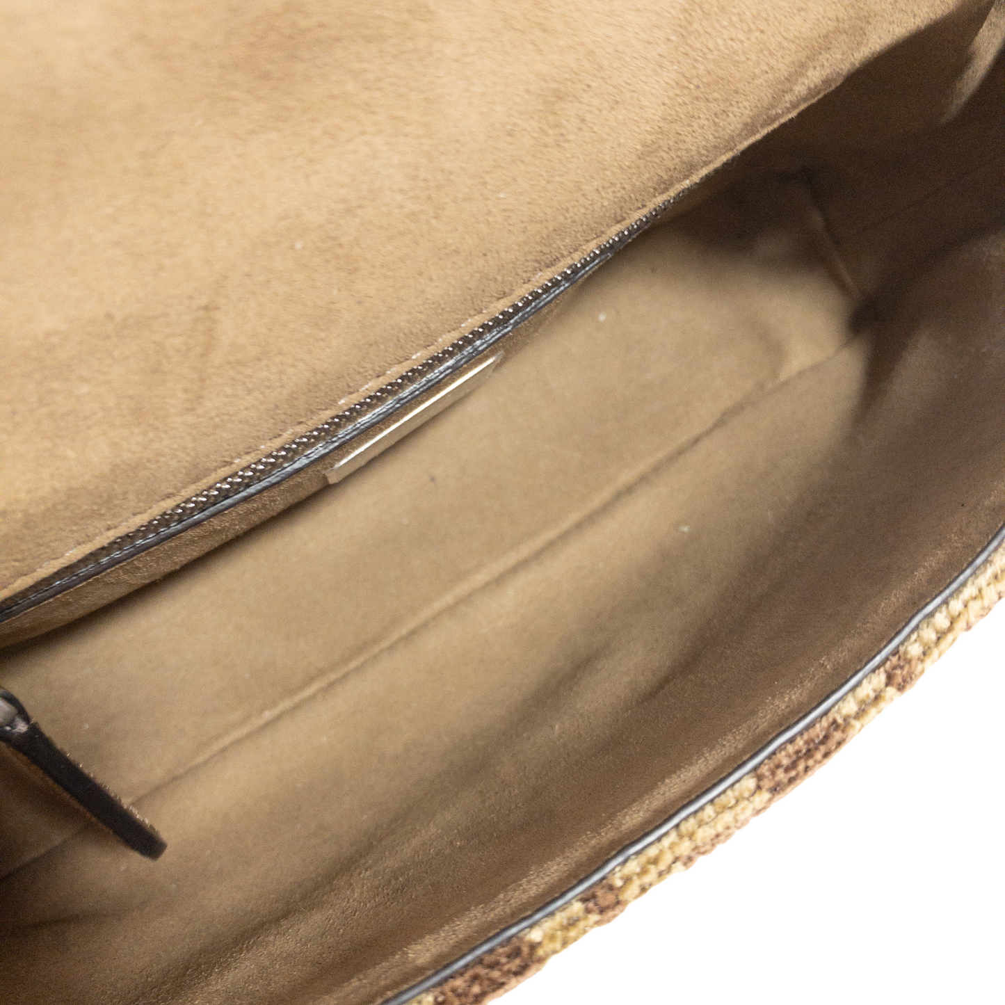 Fendi Brown Velvet Zucca Chain Baguette