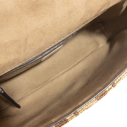 Fendi Brown Velvet Zucca Chain Baguette