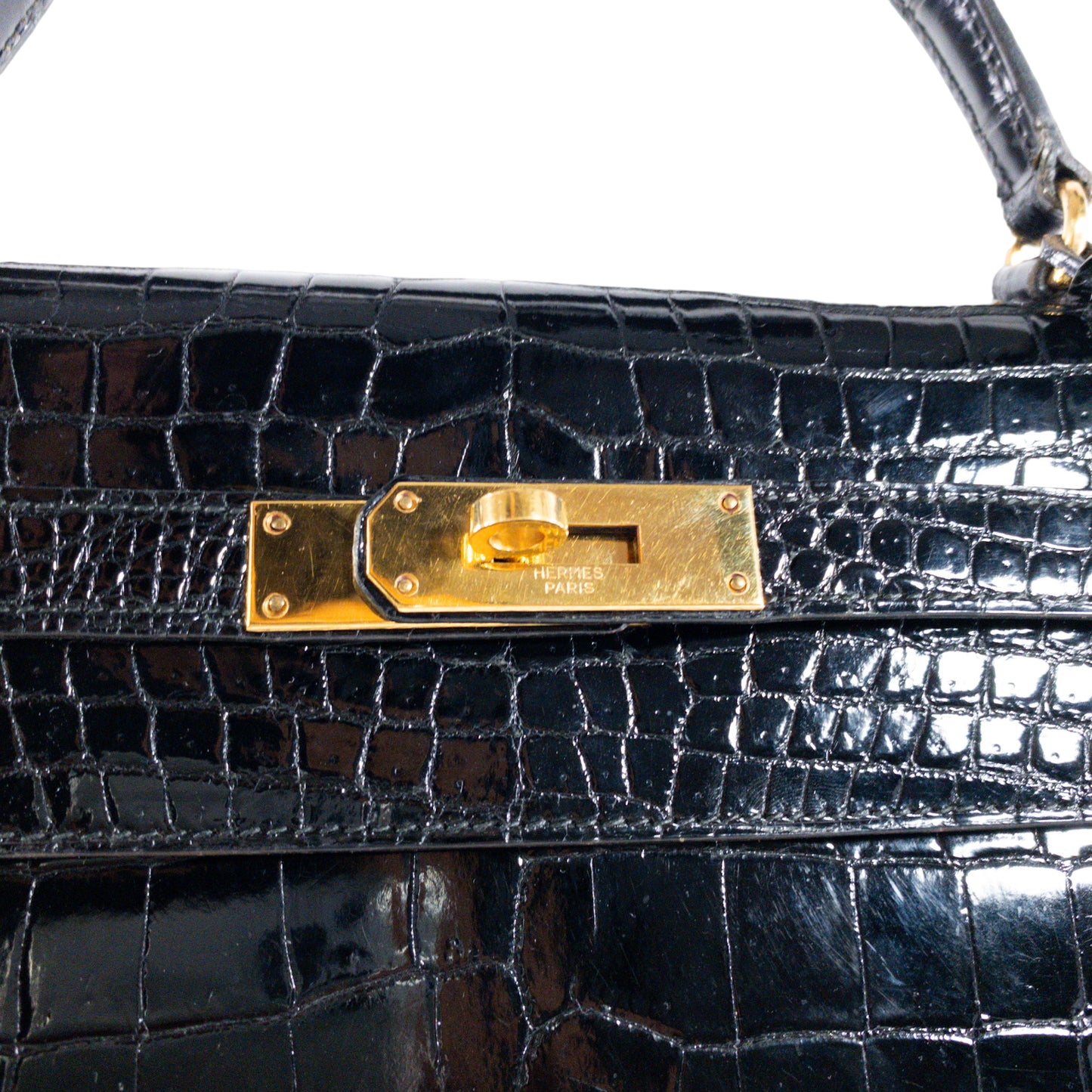Hermes Vintage Crocodile Black Kelly 35cm GHW