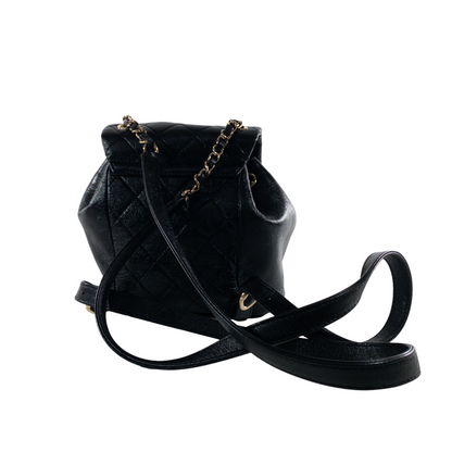 Chanel Black Glazed Leather Mini Duma Backpack GHW