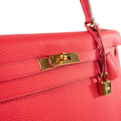 Hermes Kelly 32cm Rouge Pivoine Clemence GHW