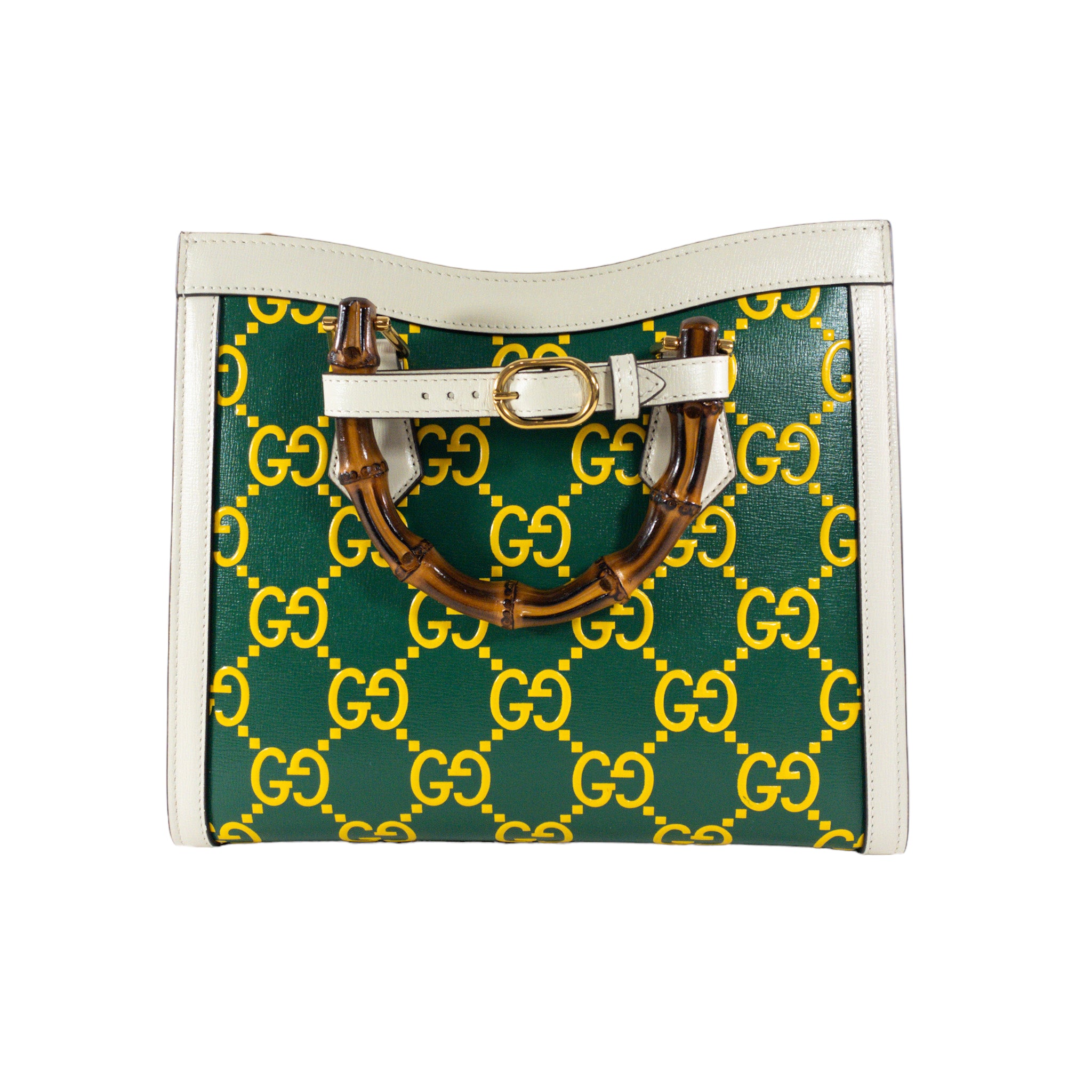 Gucci Green/White Leather Small Diana Bag