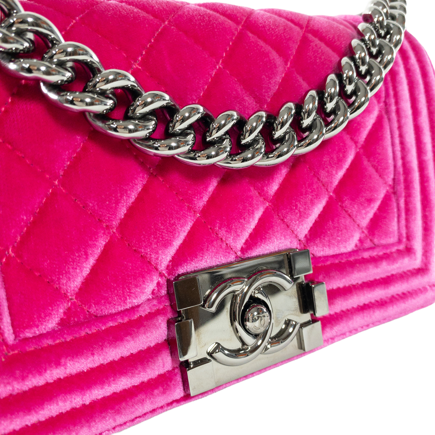 Chanel Fuchsia Velvet Small Boy Bag