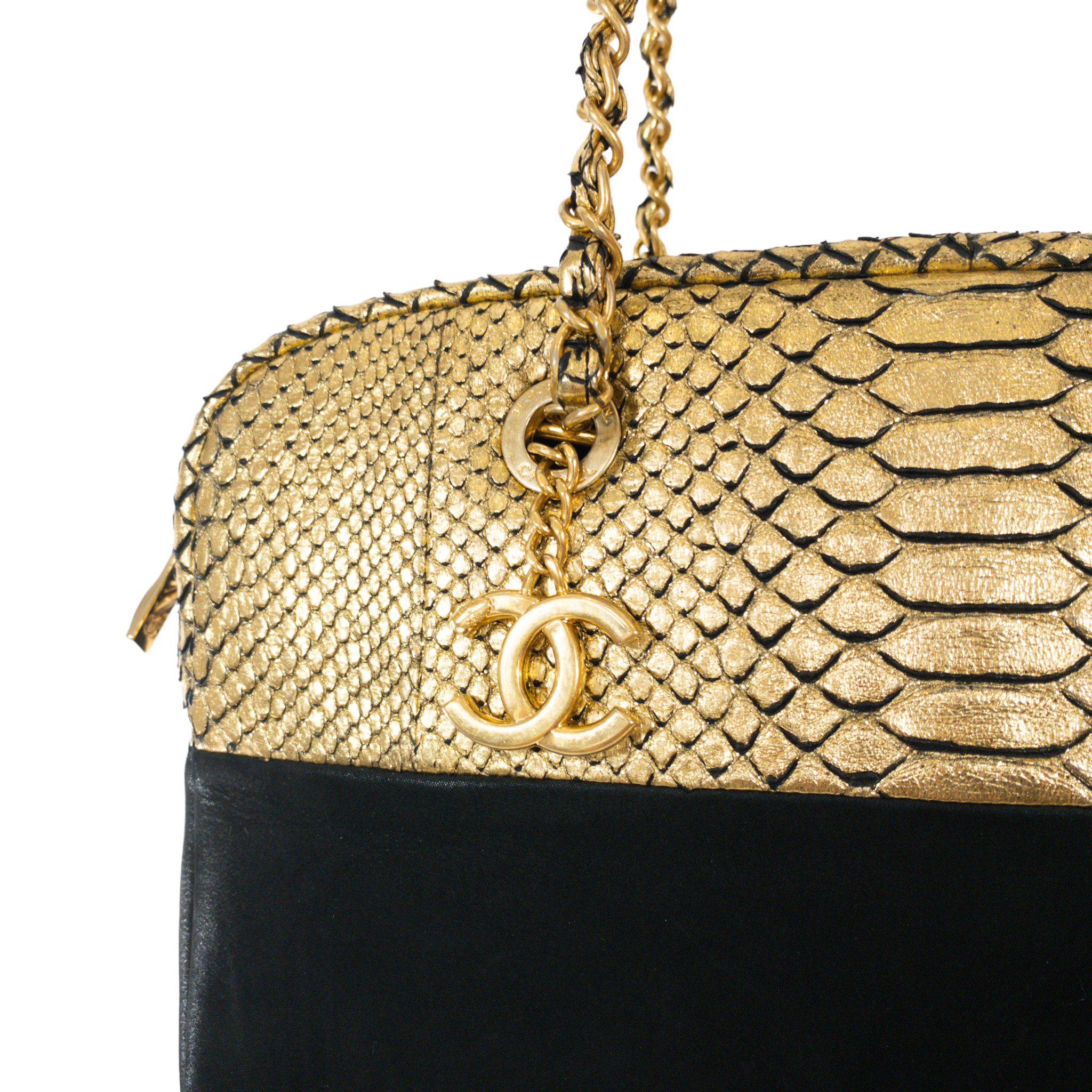 Chanel Metallic Python Suede Bowler Tote