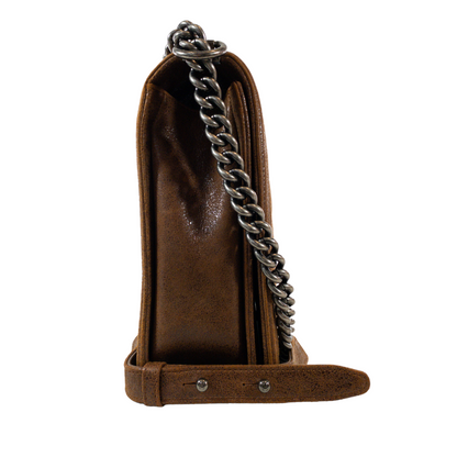 Chanel Diamond Tufted Brown Distressed Leather XL Boy RHW